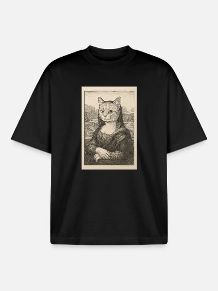 Katzenporträt im Kunststil - Boxy Heavyweight Unisex Organic T-Shirt von Stanley/Stella - Schwarz