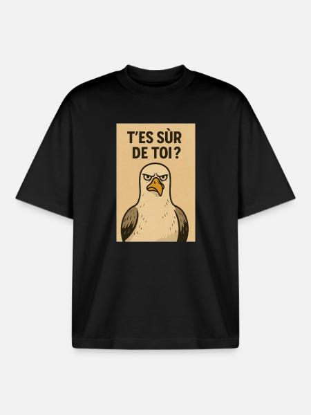 Bold bird humor - Boxy Heavyweight Unisex Organic T-Shirt by Stanley/Stella - black