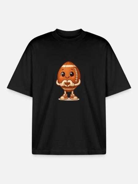 Cuddly football with heart - Boxy Heavyweight Unisex Organic T-Shirt by Stanley/Stella - black