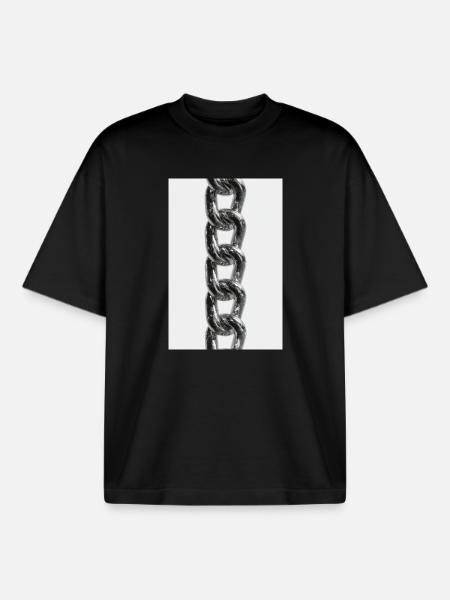 Shiny Metal Chain Links - Boxy Heavyweight Unisex Organic T-Shirt by Stanley/Stella - black