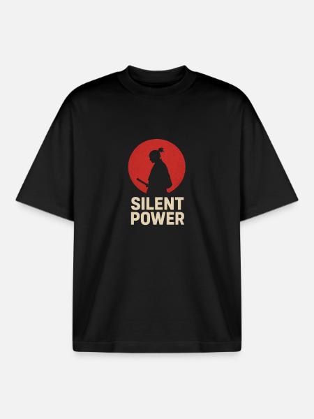 Silent Power with Katana - Boxy Heavyweight Unisex Organic T-Shirt by Stanley/Stella - black
