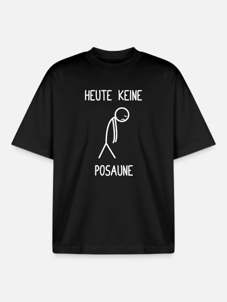 Today no trombone trombone player trombonist - Boxy Heavyweight Unisex Organic T-Shirt by Stanley/Stella - black