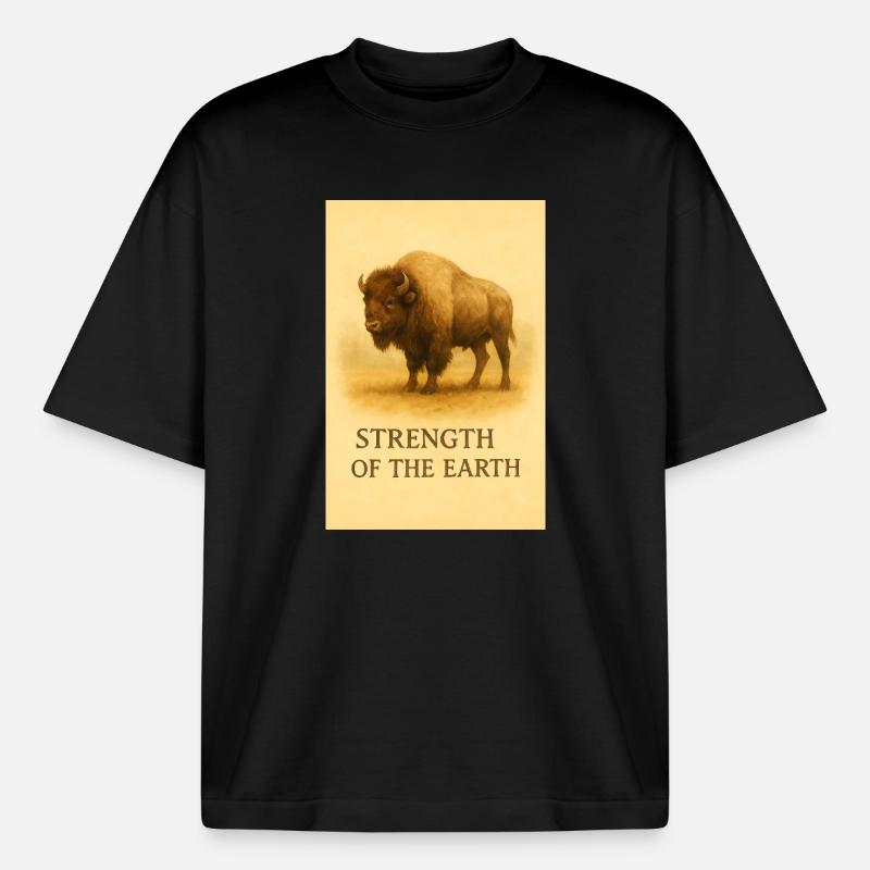 Die Stärke des Erdbisons - Boxy Heavyweight Unisex Organic T-Shirt von Stanley/Stella - Schwarz