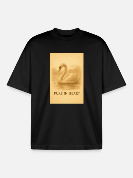 Swan Silhouette Pure in Heart - Boxy Heavyweight Unisex Organic T-Shirt by Stanley/Stella - black
