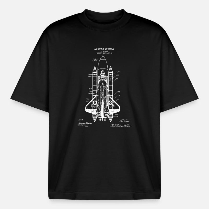 Space Shuttle-Bauplan - Heavyweight Unisex Boxy T-Shirt von stanley/stella	 - Schwarz