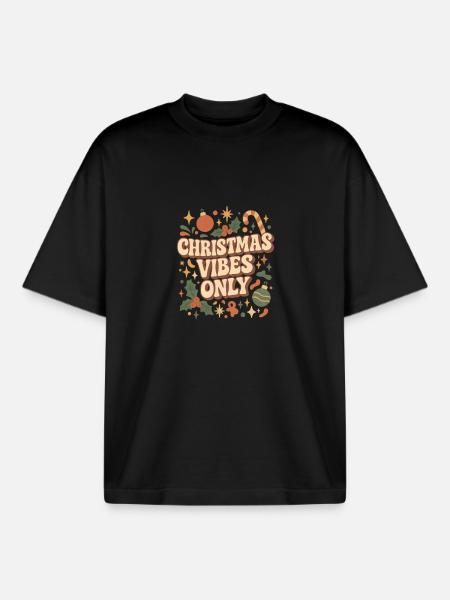 Only Christmas vibes - Boxy Heavyweight Unisex Organic T-Shirt by Stanley/Stella - black