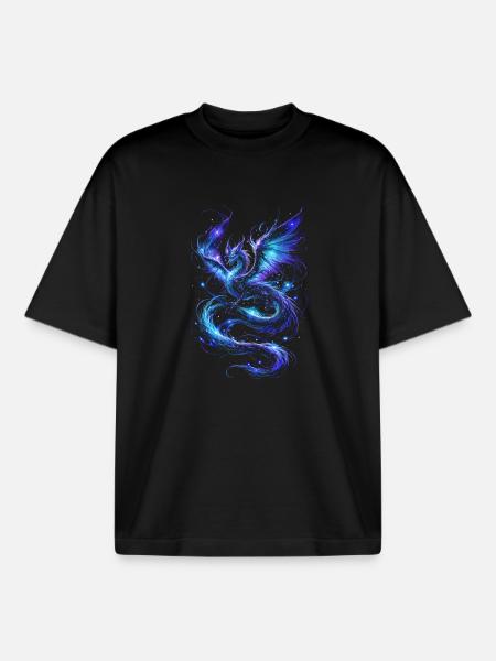 Blauer Sternenfeuerdrache - Boxy Heavyweight Unisex Organic T-Shirt von Stanley/Stella - Schwarz