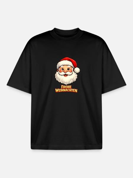 Santa Claus Merry Christmas - Boxy Heavyweight Unisex Organic T-Shirt by Stanley/Stella - black