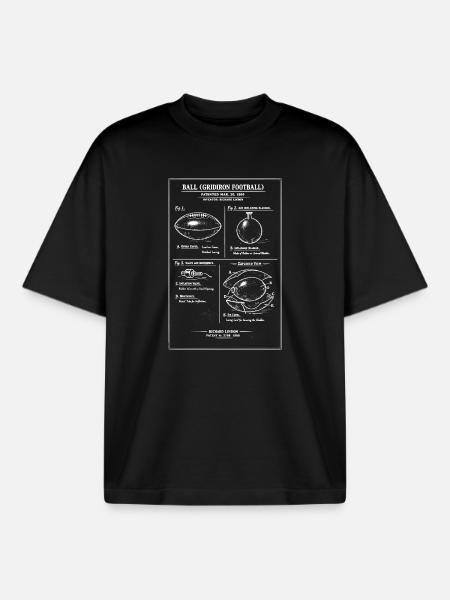 Gridiron Football Blueprint - Boxy Heavyweight Unisex Organic T-Shirt by Stanley/Stella - black