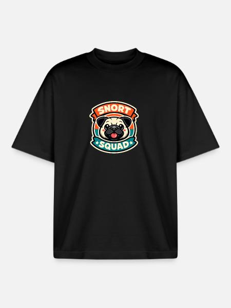 Snort Squad - Bouledogue français ronflant - T-shirt unisexe boxy épais biologique Stanley/Stella - noir