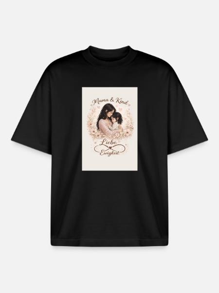 Amour éternel, mère et enfant - T-shirt unisexe boxy épais biologique Stanley/Stella - noir