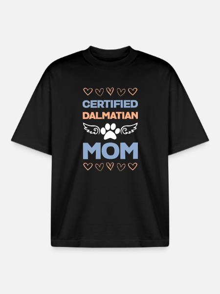 Maman dalmate certifiée - T-shirt unisexe boxy épais biologique Stanley/Stella - noir
