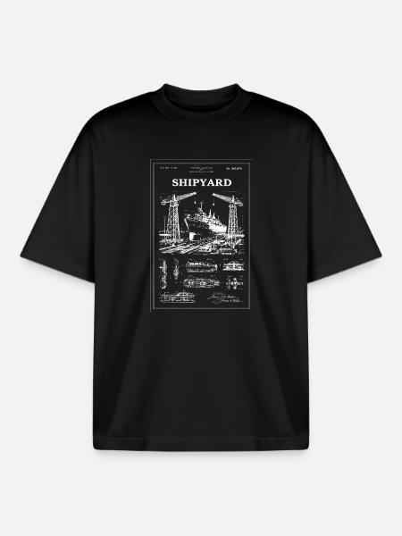 Werftkräne & Schiffe - Boxy Heavyweight Unisex Organic T-Shirt von Stanley/Stella - Schwarz