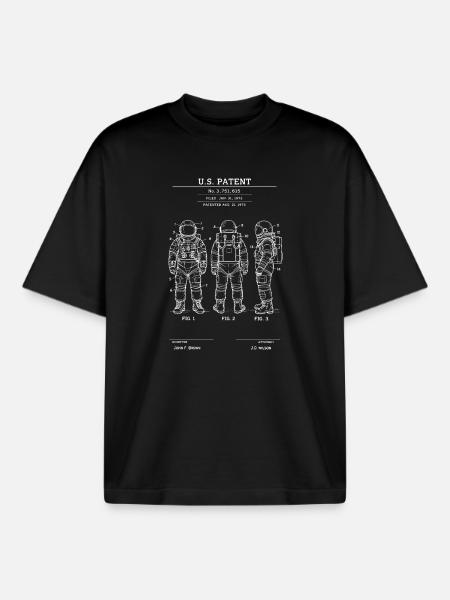 Retro Patent Astronaut Suit - Boxy Heavyweight Unisex Organic T-Shirt by Stanley/Stella - black