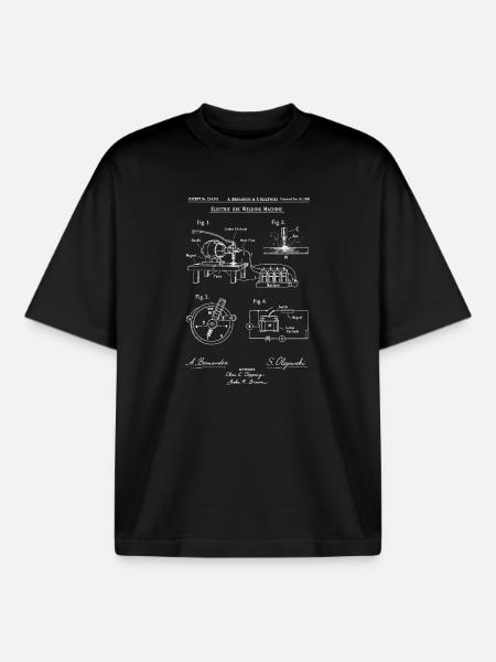 Arc Weld Machine Blueprint - Boxy Heavyweight Unisex Organic T-Shirt by Stanley/Stella - black