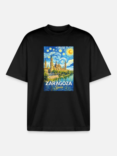 Zaragoza Spain - Boxy Heavyweight Unisex Organic T-Shirt by Stanley/Stella - black