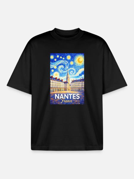 Nantes, France - Boxy Heavyweight Unisex Organic T-Shirt by Stanley/Stella - black