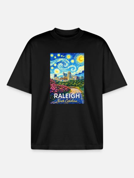 Raleigh, North Carolina - Boxy Heavyweight Unisex Organic T-Shirt by Stanley/Stella - black