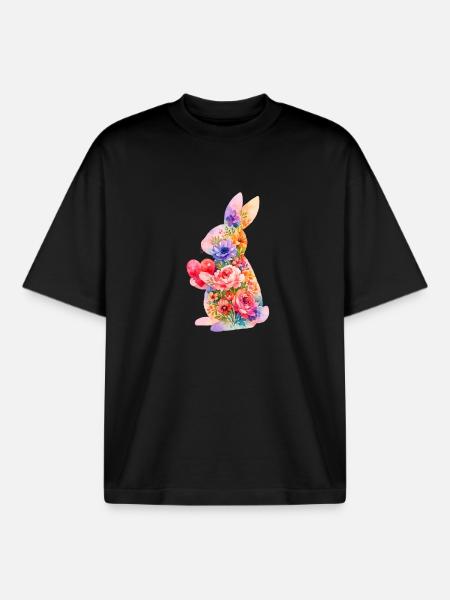 Hase Herz Niedlich - Boxy Heavyweight Unisex Organic T-Shirt von Stanley/Stella - Schwarz