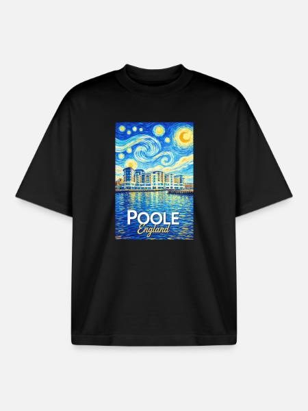 Poole England Star-Style Harbour - Boxy Heavyweight Unisex Organic T-Shirt by Stanley/Stella - black
