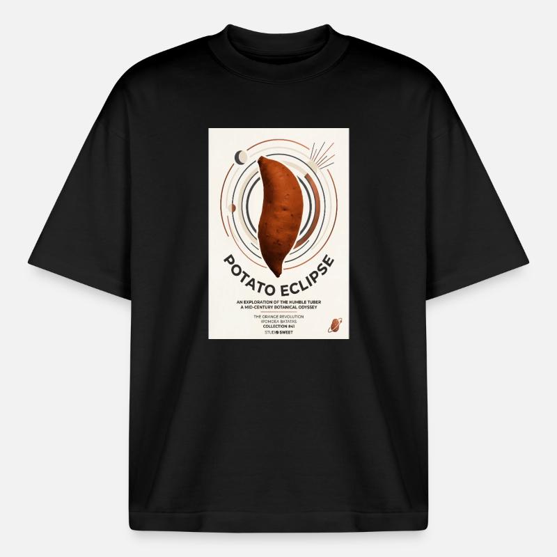 Potato Eclipse: Humble Tuber Odyssey - Boxy Heavyweight Unisex Organic T-Shirt by Stanley/Stella - black