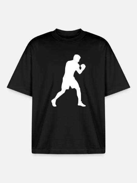Boxer silhouette in motion - Boxy Heavyweight Unisex Organic T-Shirt by Stanley/Stella - black