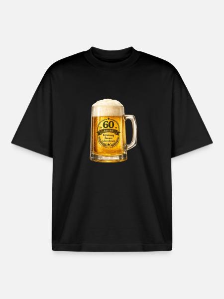 60 Jahre Genuss Bierglas - Boxy Heavyweight Unisex Organic T-Shirt von Stanley/Stella - Schwarz