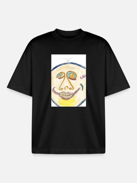 Fröhliches Farbgesicht Illustration - Boxy Heavyweight Unisex Organic T-Shirt von Stanley/Stella - Schwarz