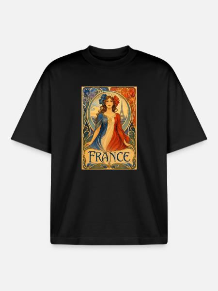 France - Boxy Heavyweight Unisex Organic T-Shirt by Stanley/Stella - black