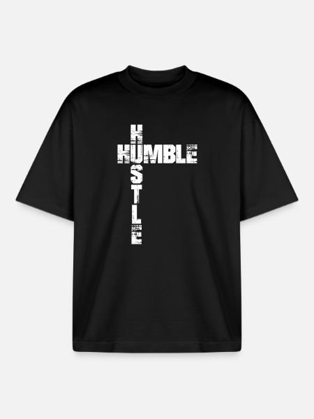 Humble Hustle Entrepreneur Businessman Businesswom - Boxy Heavyweight Unisex Organic T-Shirt by Stanley/Stella - black