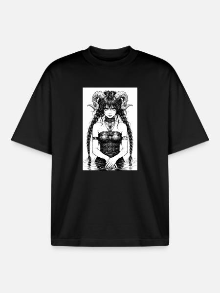 Sirène gothique dans l’eau - T-shirt unisexe boxy épais biologique Stanley/Stella - noir