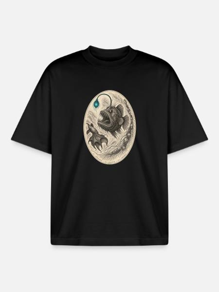 Deep-sea monster – illustration - Boxy Heavyweight Unisex Organic T-Shirt by Stanley/Stella - black