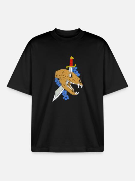 KodiakSchädel mit Dolch und Blüten - Boxy Heavyweight Unisex Organic T-Shirt von Stanley/Stella - Schwarz
