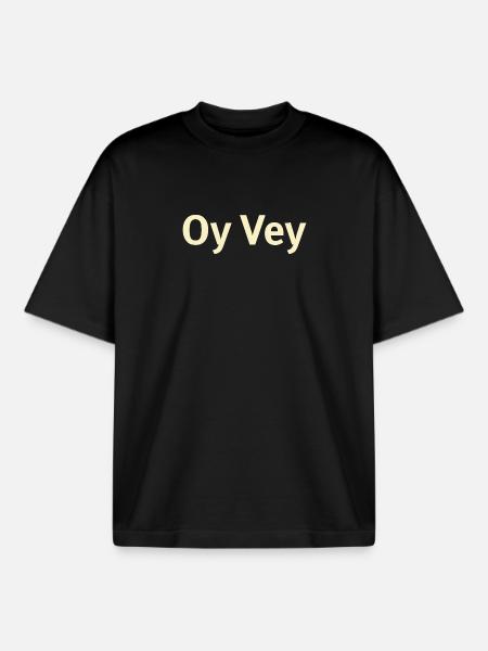 Oy Vey Exclamation - Boxy Heavyweight Unisex Organic T-Shirt by Stanley/Stella - black