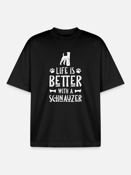 Dog Schnauzer - Boxy Heavyweight Unisex Organic T-Shirt by Stanley/Stella - black
