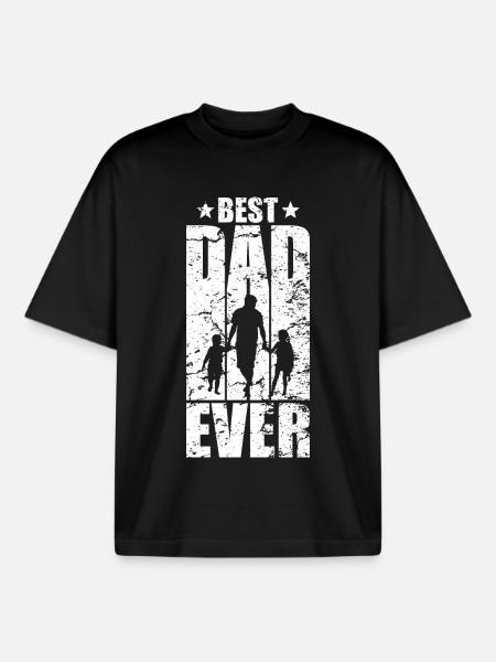 BEST DAD EVER DAD OF TWO - Boxy Heavyweight Unisex Organic T-Shirt by Stanley/Stella - black