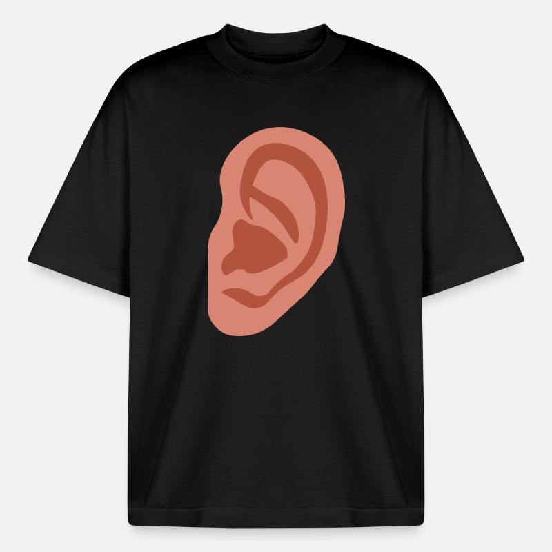 Orecchio grande - T-shirt unisex boxy pesante biologica di Stanley/Stella - nero