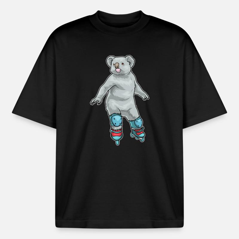 Koala Inline skating Inline skates - Boxy Heavyweight Unisex Organic T-Shirt von Stanley/Stella - Schwarz
