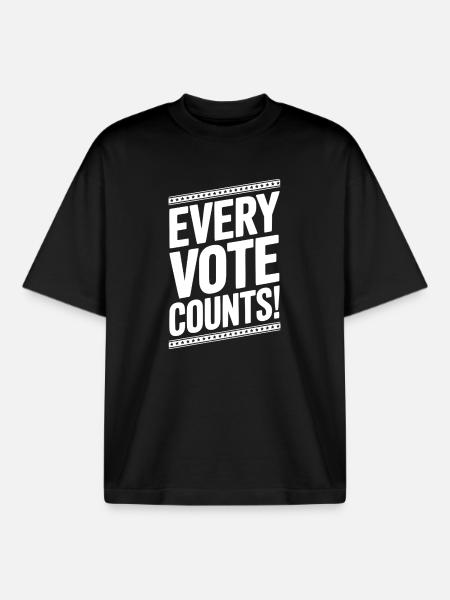 Chaque vote compte - T-shirt unisexe boxy épais biologique Stanley/Stella - noir