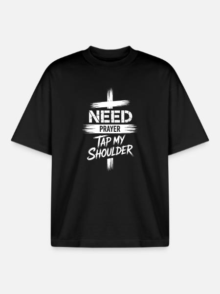 Need Prayer Cross Tee - Boxy Heavyweight Unisex Organic T-Shirt by Stanley/Stella - black
