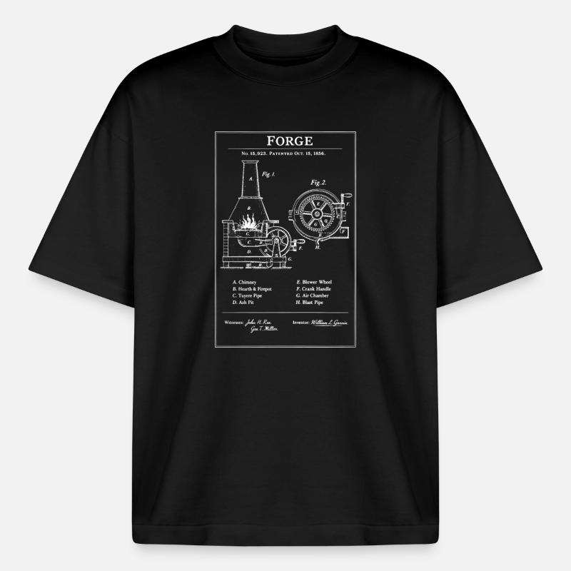 Plan d’engrenage de forge - T-shirt unisexe boxy épais biologique Stanley/Stella - noir