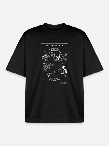 Pilates Apparatus Blueprint - Boxy Heavyweight Unisex Organic T-Shirt by Stanley/Stella - black