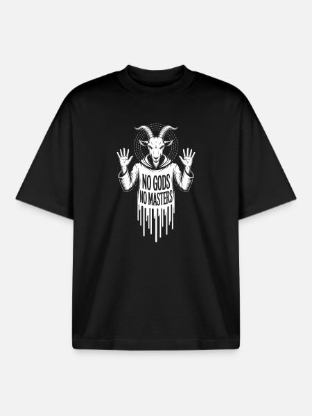 Goat Hooded Rebel Anti Authority - Boxy Heavyweight Unisex Organic T-Shirt by Stanley/Stella - black