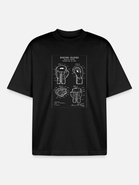 Blueprint Boxhandschuhe Patentkunst - Boxy Heavyweight Unisex Organic T-Shirt von Stanley/Stella - Schwarz