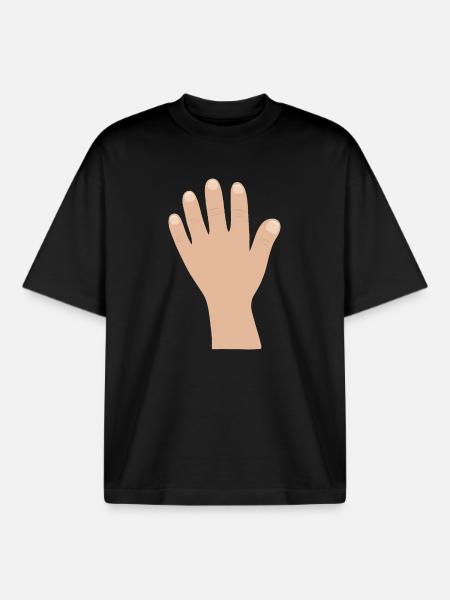 Cartoon Hand Silhouette Tee - Boxy Heavyweight Unisex Organic T-Shirt von Stanley/Stella - Schwarz