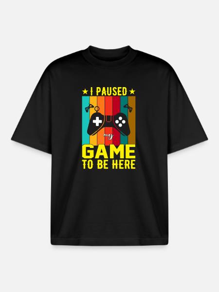 I Paused Game To Be Here - Boxy Heavyweight Unisex Organic T-Shirt by Stanley/Stella - black