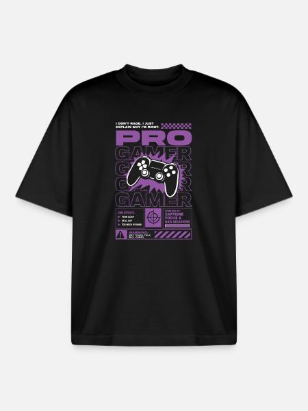 Pro Gamer Caffeine Powered Design - Boxy Heavyweight Unisex Organic T-Shirt by Stanley/Stella - black