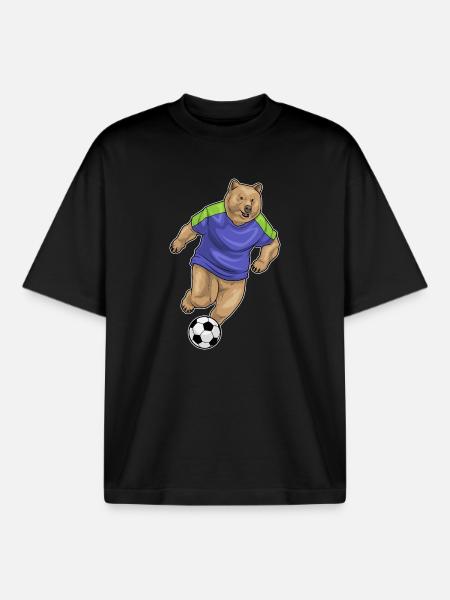 Bear Soccer Player Soccer - Boxy Heavyweight Unisex Organic T-Shirt by Stanley/Stella - black