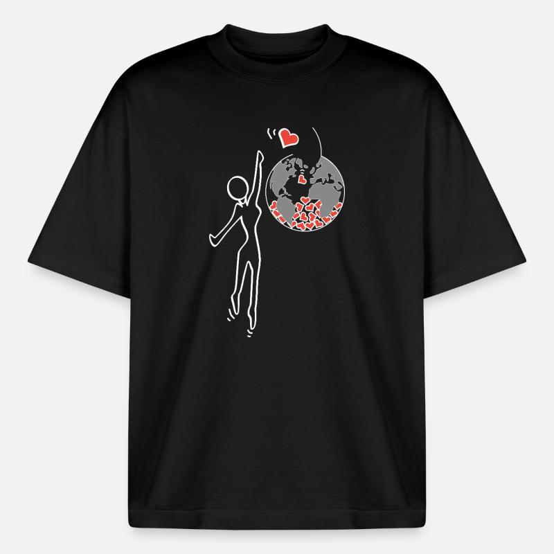 Donnez de l’amour - T-shirt unisexe boxy épais biologique Stanley/Stella - noir
