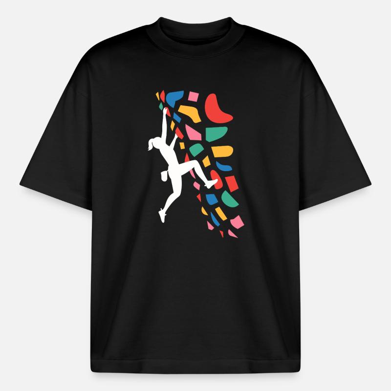 Boulder-Kletterer Bunte Griffe - Boxy Heavyweight Unisex Organic T-Shirt von Stanley/Stella - Schwarz